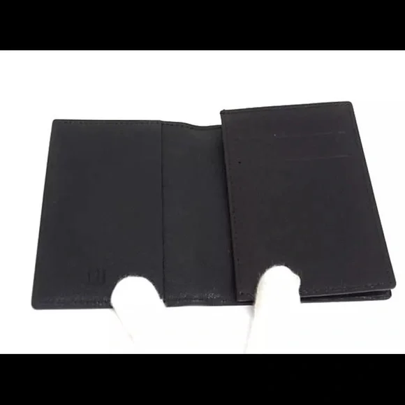 Dunhill Black Leather Wallet with Silver Accent